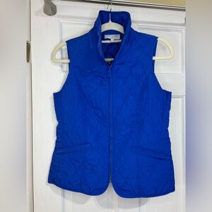 Talbots sz P women's blue full zip quilted collared pocket vest